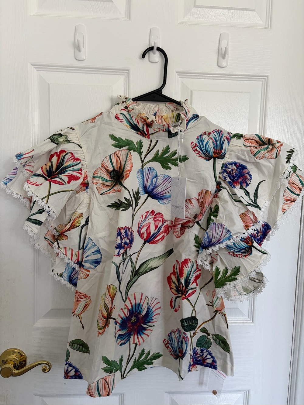 Prosperina Floral Ruffle Sleeve Top - Multicolor